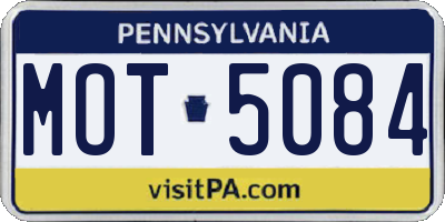 PA license plate MOT5084