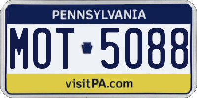 PA license plate MOT5088