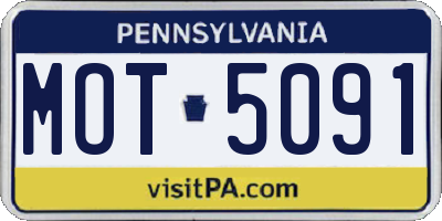 PA license plate MOT5091