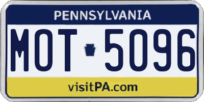 PA license plate MOT5096