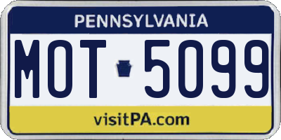 PA license plate MOT5099