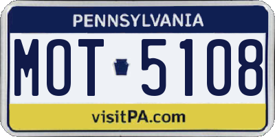 PA license plate MOT5108