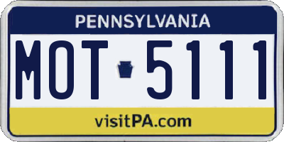 PA license plate MOT5111