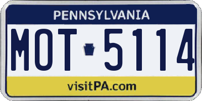 PA license plate MOT5114