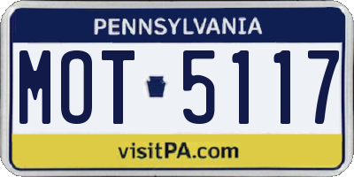 PA license plate MOT5117
