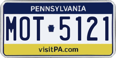 PA license plate MOT5121