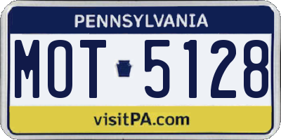 PA license plate MOT5128