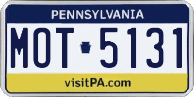 PA license plate MOT5131