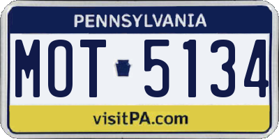 PA license plate MOT5134