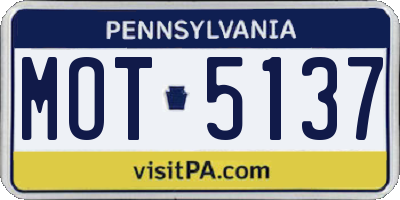 PA license plate MOT5137