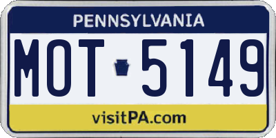 PA license plate MOT5149