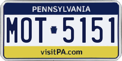 PA license plate MOT5151