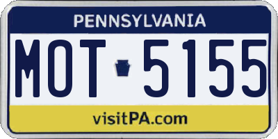 PA license plate MOT5155