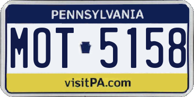 PA license plate MOT5158
