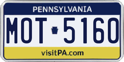 PA license plate MOT5160