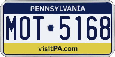 PA license plate MOT5168