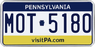 PA license plate MOT5180