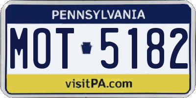 PA license plate MOT5182