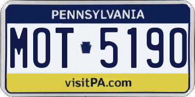 PA license plate MOT5190