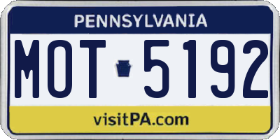 PA license plate MOT5192