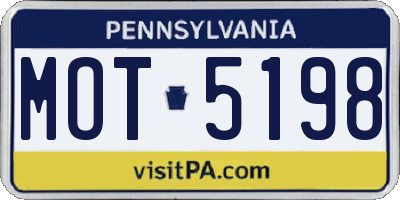 PA license plate MOT5198