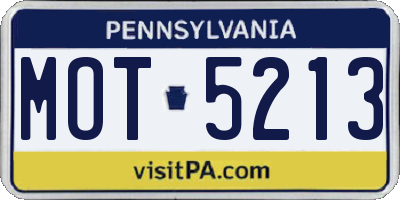 PA license plate MOT5213