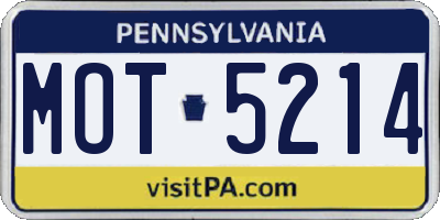 PA license plate MOT5214