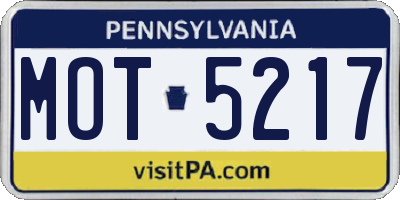PA license plate MOT5217