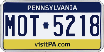 PA license plate MOT5218