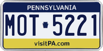 PA license plate MOT5221