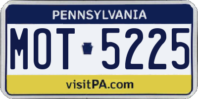 PA license plate MOT5225