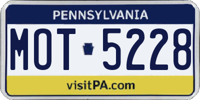 PA license plate MOT5228