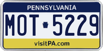 PA license plate MOT5229
