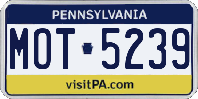 PA license plate MOT5239