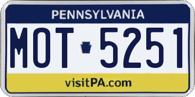 PA license plate MOT5251