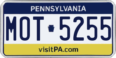 PA license plate MOT5255
