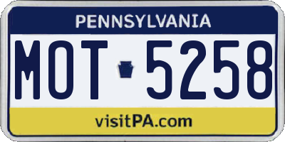 PA license plate MOT5258