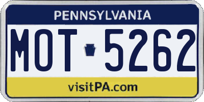 PA license plate MOT5262