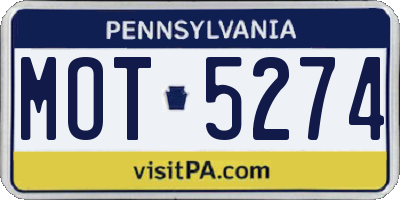 PA license plate MOT5274