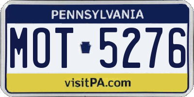PA license plate MOT5276