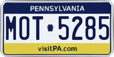 PA license plate MOT5285