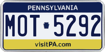 PA license plate MOT5292