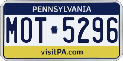 PA license plate MOT5296