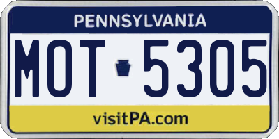 PA license plate MOT5305