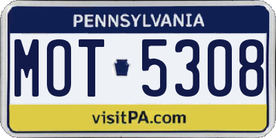 PA license plate MOT5308