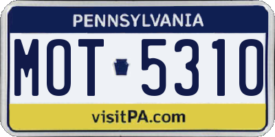 PA license plate MOT5310