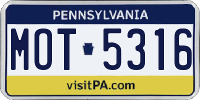PA license plate MOT5316