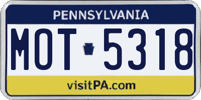 PA license plate MOT5318