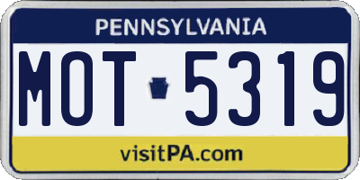 PA license plate MOT5319
