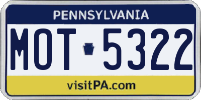 PA license plate MOT5322